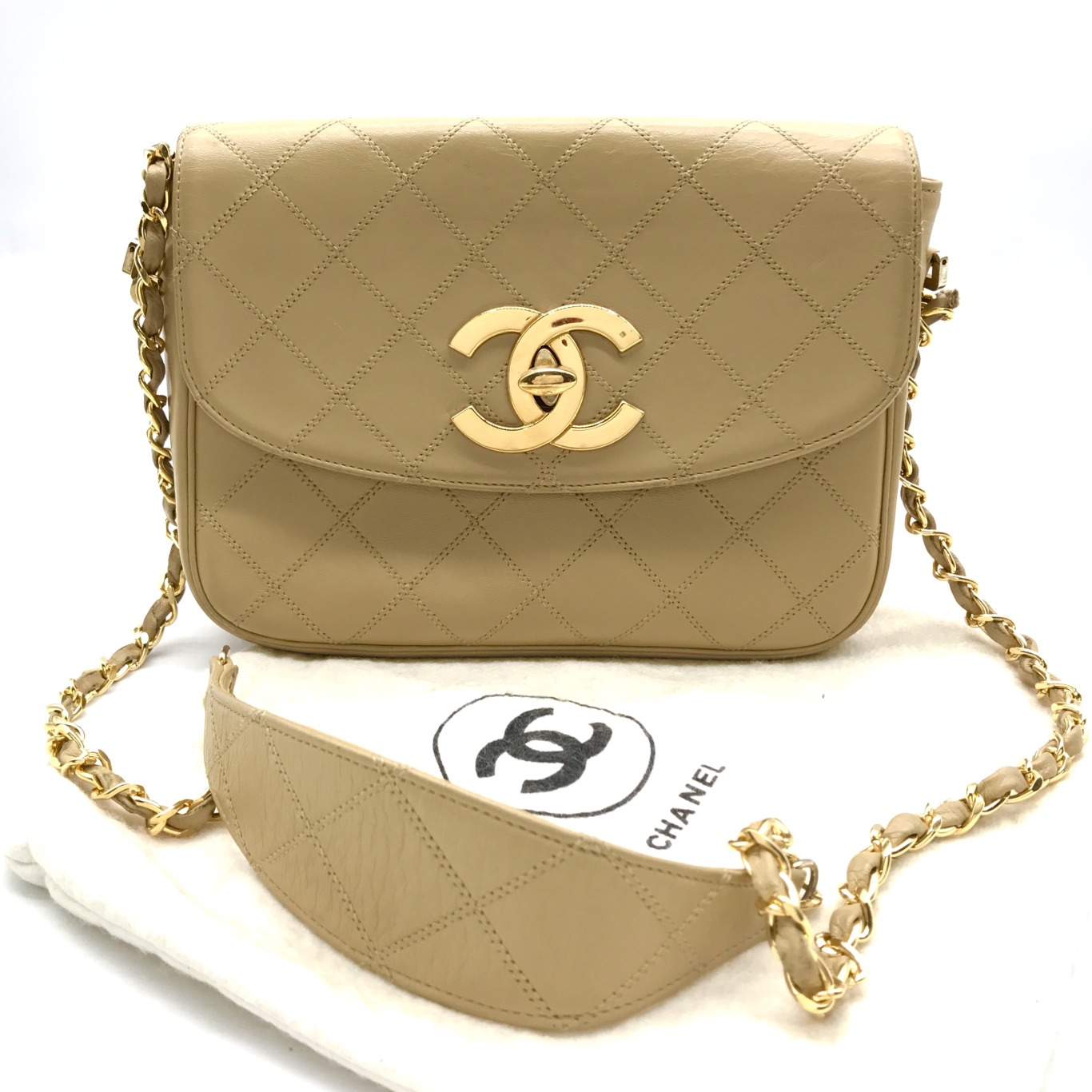 【中古】良品 CHANEL シャネル ビコローレ デカココマーク ターンロック チェーン ショルダー バッグ ベージュ a2758 92,453円