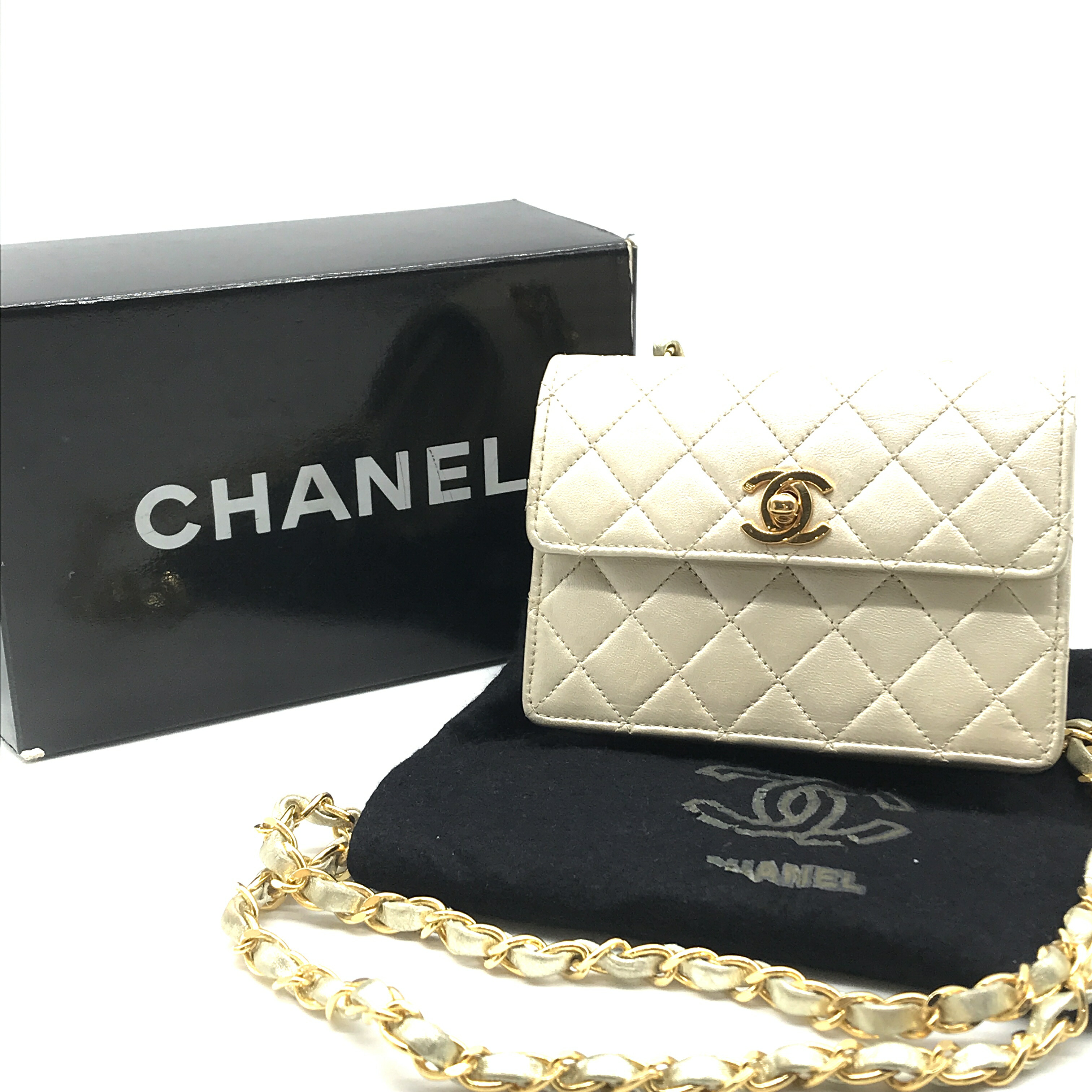 【中古】CHANEL シャネル ココマーク マトラッセ ミニ チェーン店 肩先 御徒面子 ゴールド m12307