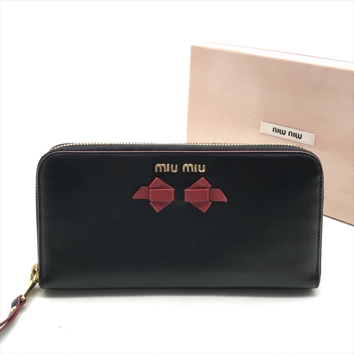 楽天市場】未使用 ミュウミュウ 長財布 リボン付 5M1109 イエロー バイ