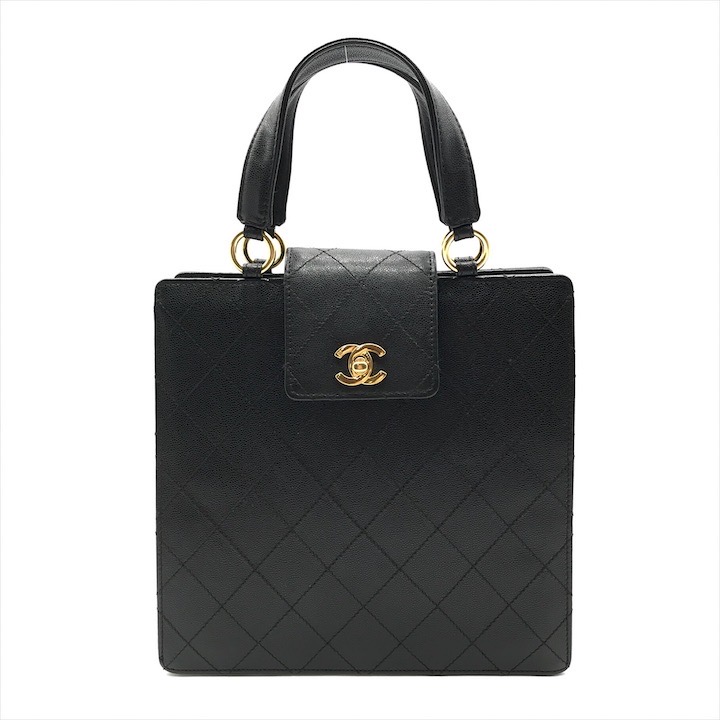 【中古】美品 CHANEL シャネル キャビア素はだ ココマーク 曲がること鍵を掛ける お手々 トート 御徒面子 黒いこと k1584