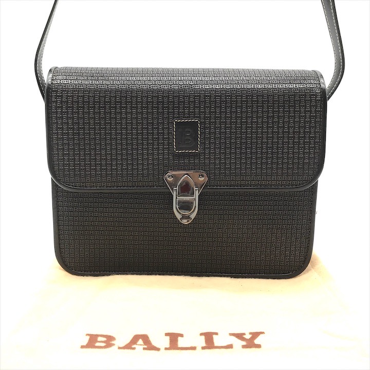BALLY レザー PVC ショルダーバッグ 斜め掛け バリー ブラウン BALLY バリー ロゴ ショルダーバッグ PVC レディース ブランド京