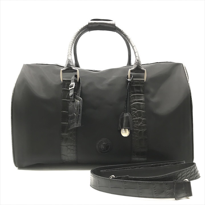 ヴェルサーチ　サンバースト　レザー　2way ボストンバッグ　大容量　ショルダー ヴェルサーチサンバーストレザー2way ボストンバッグ大容量