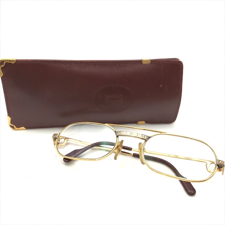 Cartier　フランス製　フルリム メタルオーバル　メガネ Cartier - □美品□ カルティエ メガネ オーバル リムレス