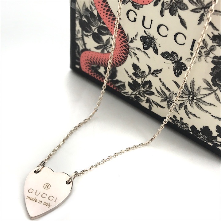 【中古】GUCCI グッチ ロゴ ハート ネックレス Ag925 シルバー 超美品 M6008｜BEGINSELL