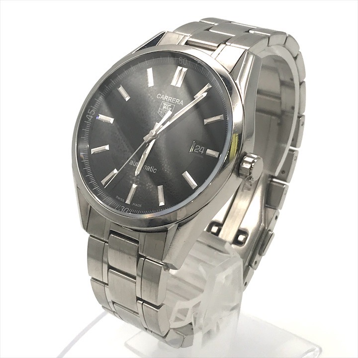 【中古】美品 TAG HEUER タグホイヤー CARRERA カラレ メンズ 黒文字盤 腕時計 ウォッチ WV211B-O デイト 50m 防水 稼働品 m13052