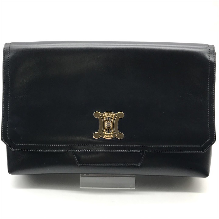【楽天市場】【中古】良品 CELINE セリーヌ トリオンフ ゴールド金具 ヴィンテージ クラッチ セカンド バッグ ブラック ブランド 鞄 ...