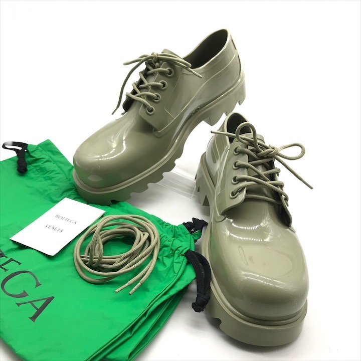 【中古】美品 BOTTEGA VENETA ボッテガ ストライド 思われ人 スピード競技引きあげる シューズ 靴 メンズ カーキ k4471