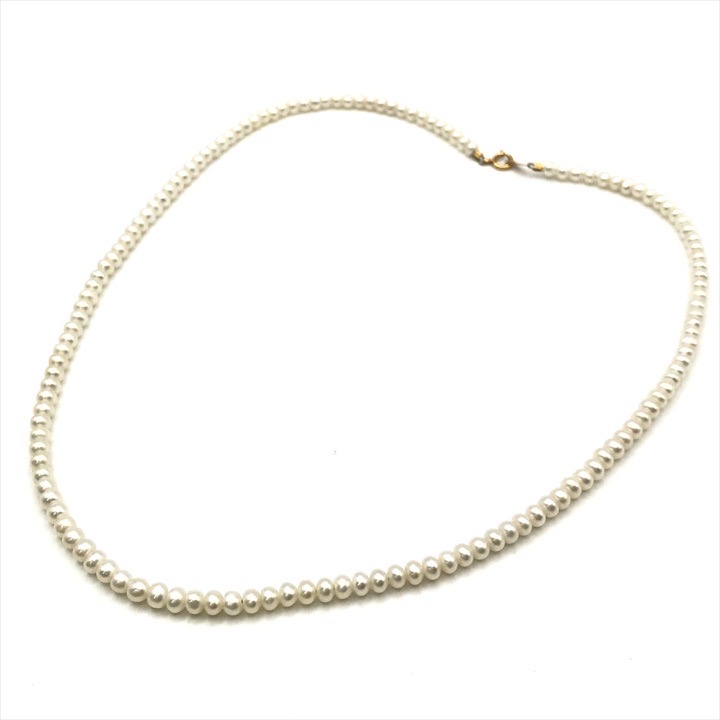 【中古】美品 淡水 パール ネックレス 真珠 K18 アクセサリー レディース 0.4ｍｍ ゴールド k4775