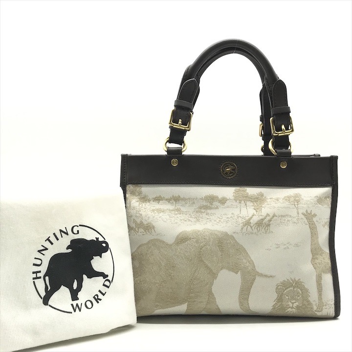 【中古】美品 HUNTING WORLD 狩猟世界 帆布 毛の荒物 御手手 御徒面子 赤銅色 k4908