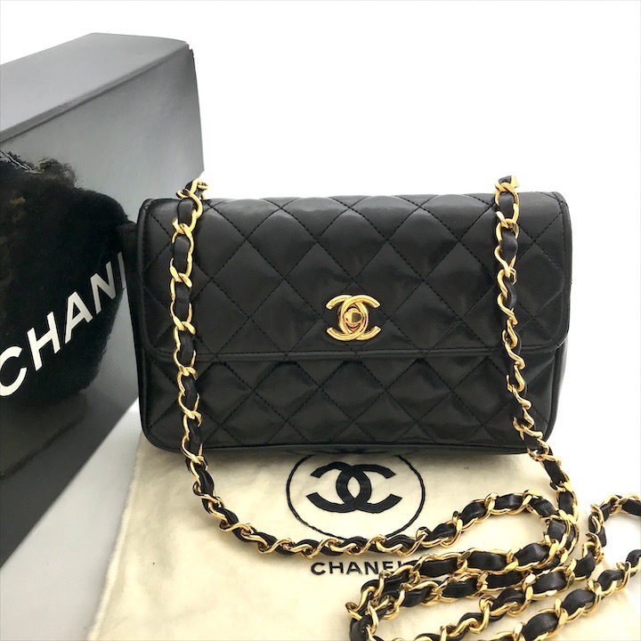 良品 CHANEL シャネル マトラッセ ココマーク ラムスキン ターンロック ショルダー バッグ ネイビー dc2 CHANEL - 良品 CHANEL シャネル マトラッセ ココマーク ラムスキン