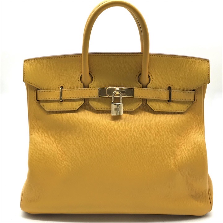 【中古】良品 HERMES エルメス オータクロア 32 ハンド バッグ イエロー レディース 刻印あり dc5