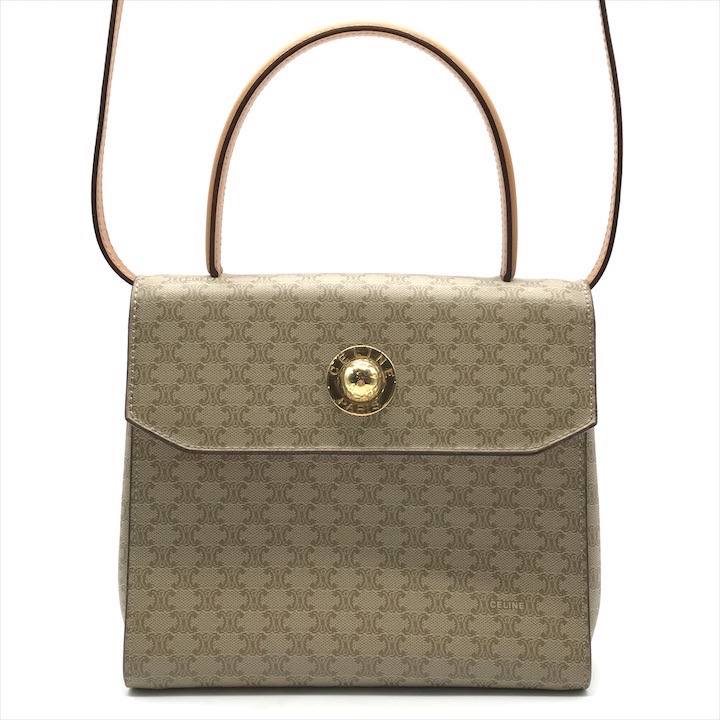 【中古】良品 CELINE セリーヌ マカダム柄 はやりっ児どんぶり鉢 2WAY お手々 肩部 御徒面子 曲がった掛け 赤銅色 レディース k4831