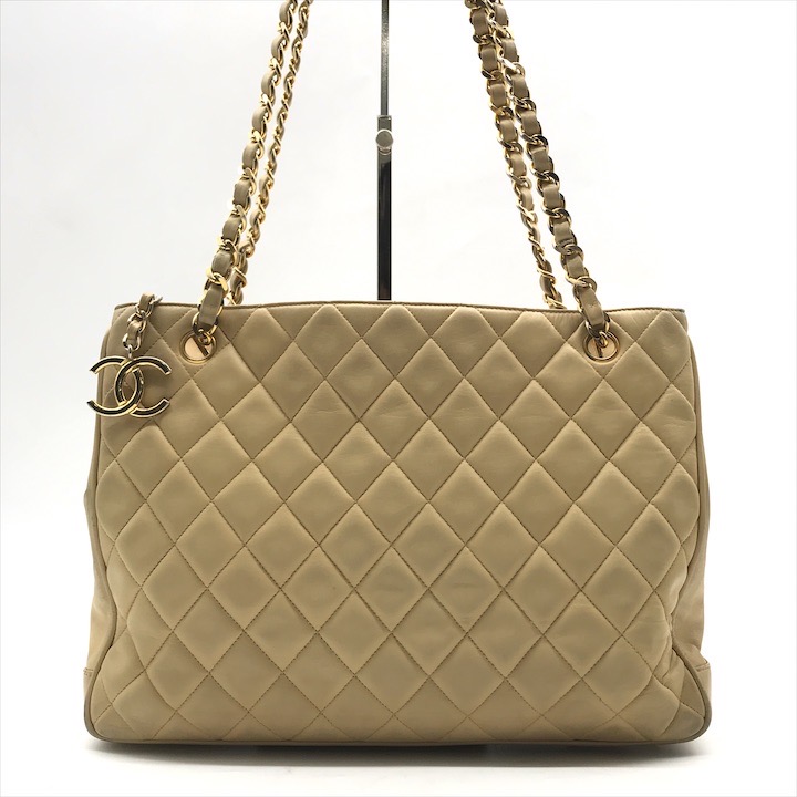 【中古】CHANEL シャネル ココマーク マトラッセ ラムスキン チェーン ショルダー バッグ 肩掛け レザー レディース ベージュ かばん 鞄 db6
