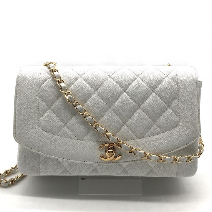 【中古】美品 CHANEL シャネル ココマーク マトラッセ キャビア素はだ ダイアナ ゴールド金具 チェーン店 肩部 御徒面子 レディース dd1