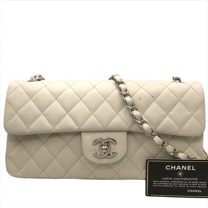 【中古】良品 CHANEL シャネル ココマーク 折りかえし鍵を掛ける 子ヒツジひと肌 チェーン店 肩肉 御徒面子 白いこと 鞄 袋 dd6