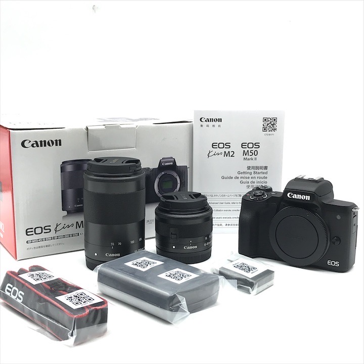 【中古】未使用品 Canon キヤノン EOS Kiss M2 カメラ ミラーレス 一眼 カメラ レンズ2点 箱付 dz1|BEGINSELL