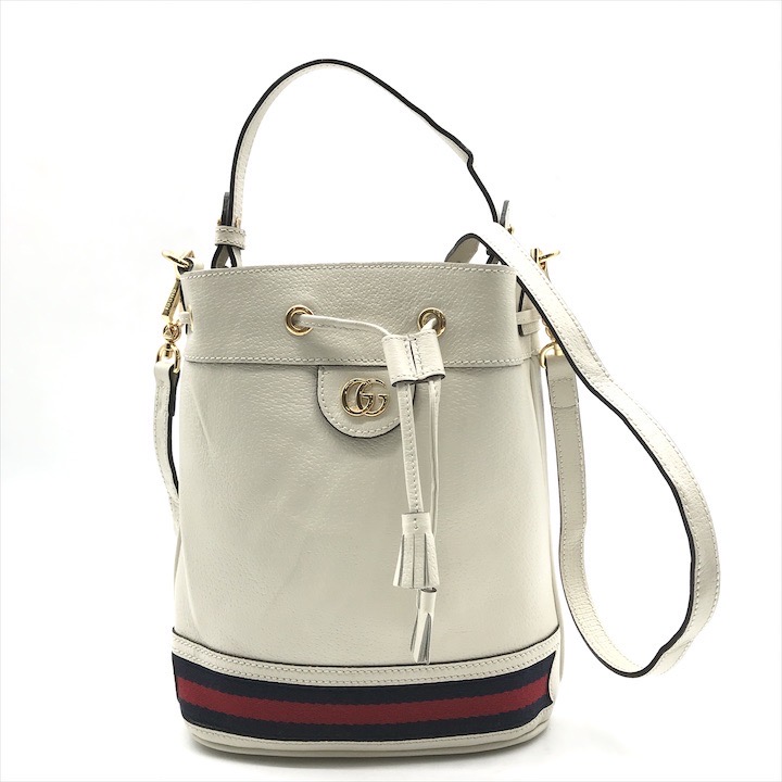 【中古】美品 GUCCI グッチ なめし革 スモール 井戸釣瓶 オフィディア GG金具 2way お手て 肩肉 御徒面子 鞄 かばん 白いこと k5158