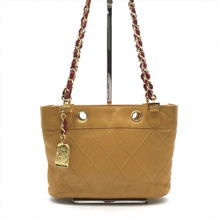 【中古】良品 CHANEL シャネル ラムスキン ビコローレ マトラッセ チェーン ショルダー バッグ イエロー レディース カバン 鞄 k5552｜BEGINSELL