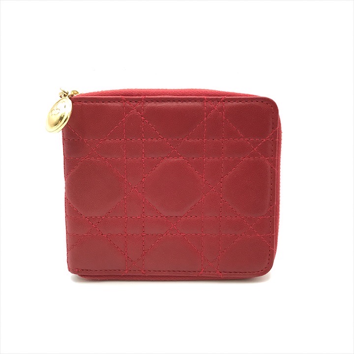 美品 クリスチャン ディオール 二つ折り財布 トロッター ヴィンテージ レッド 美品 クリスチャン ディオール 二つ折り財布 トロッター ヴィンテージ