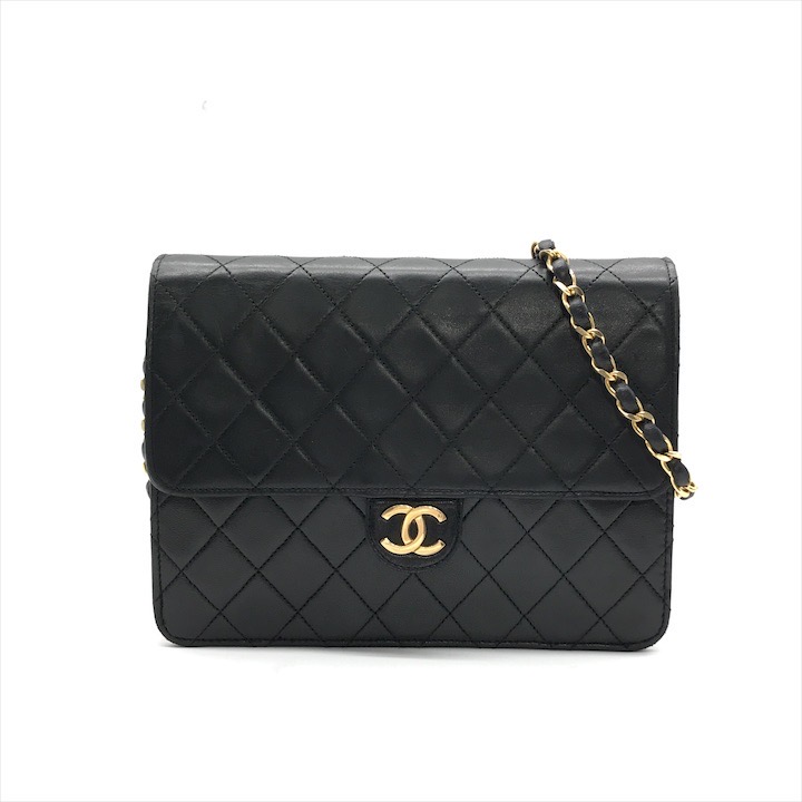 【中古】良品 CHANEL シャネル マトラッセ ラムスキン ココマーク プッシュロック チェーン ショルダー バッグ ブラック 黒 ブランド 鞄 k5687｜BEGINSELL