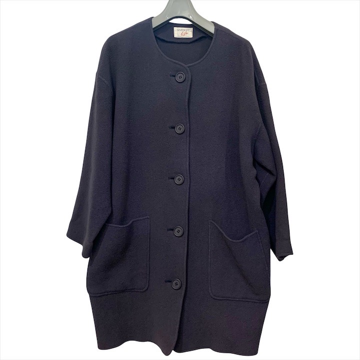 【中古】良品 GIVENCHY ジバンシー Like 羊毛 長袖 否色つや 厚地の外套 くすみ パープル 9号 80S 90S アウター レディース パープル系 c106