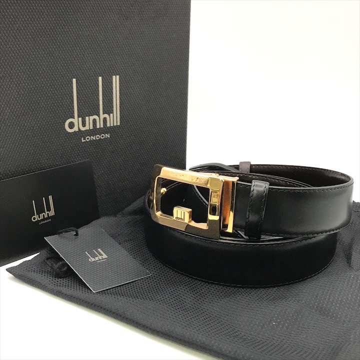 Dunhill ダンヒル ベルト ゴールド金具 ロゴ ブラック 本革 箱袋付き 楽天市場】【未使用品】dunhill ダンヒル ベルト カーフ レザー