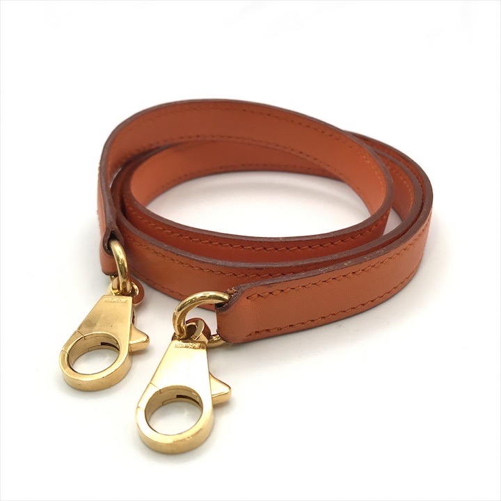 【中古】美品 HERMES エルメス ケリー ボリード用 ゴールド金具 レザー ショルダー ストラップ バッグ用 アクセサリー オレンジ a8785｜BEGINSELL