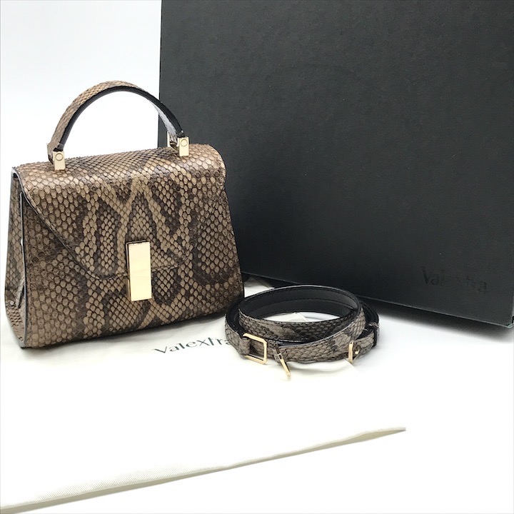 【中古】超美品 Valextra ヴァレクストラ パイソン マイクロ イジィデ 2WAY ハンド ショルダー バッグ 斜め掛け バッグ 鞄 かばん k6638