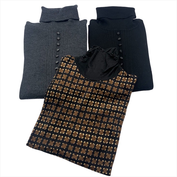 【中古】良品 DoCLASSE ドゥクラッセ タートルネック 編み物 トップス レディース 御召しもの 秋服 流行り物 3点仕掛ける m14831