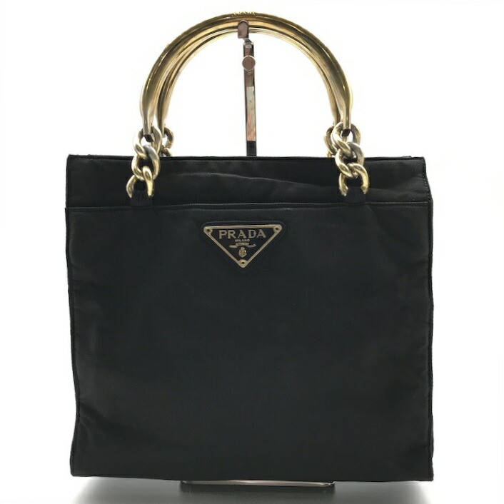 楽天市場】【中古】良品 PRADA プラダ ナイロン 三角ロゴ プレート