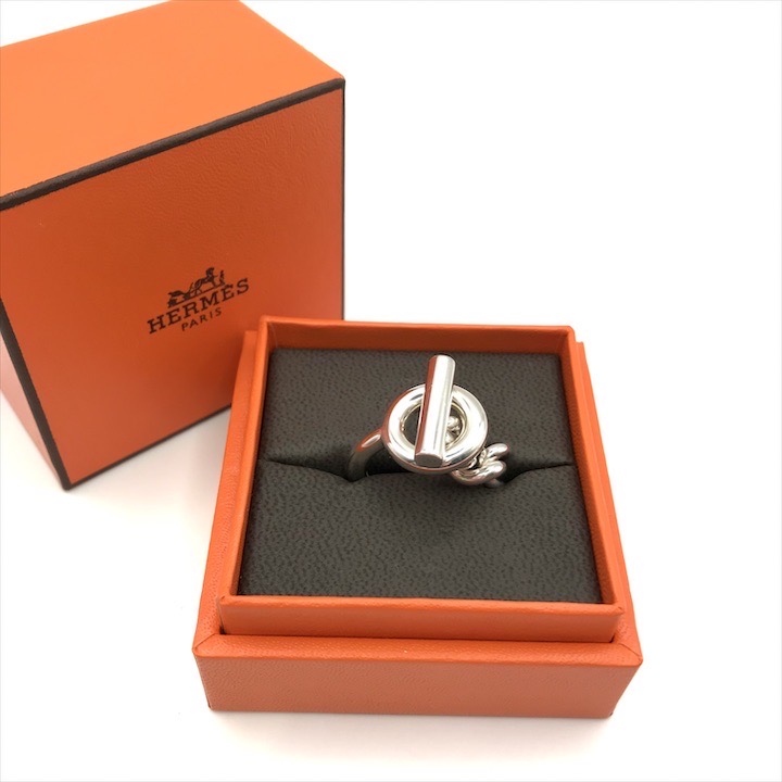 【中古】美品 HERMES エルメス クロワゼット シルバー 925 指輪 リング 16号 ブランド メンズ ゆびわ Ring 紳士 ファッション小物 k6697