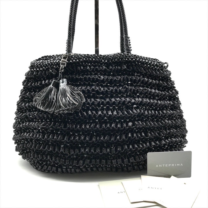 【中古】美品 ANTEPRIMA アンテプリマ 針金 タッセル お手て 御徒面子 黒いこと ブランド名 レディース かばん 鞄 Bag k6888