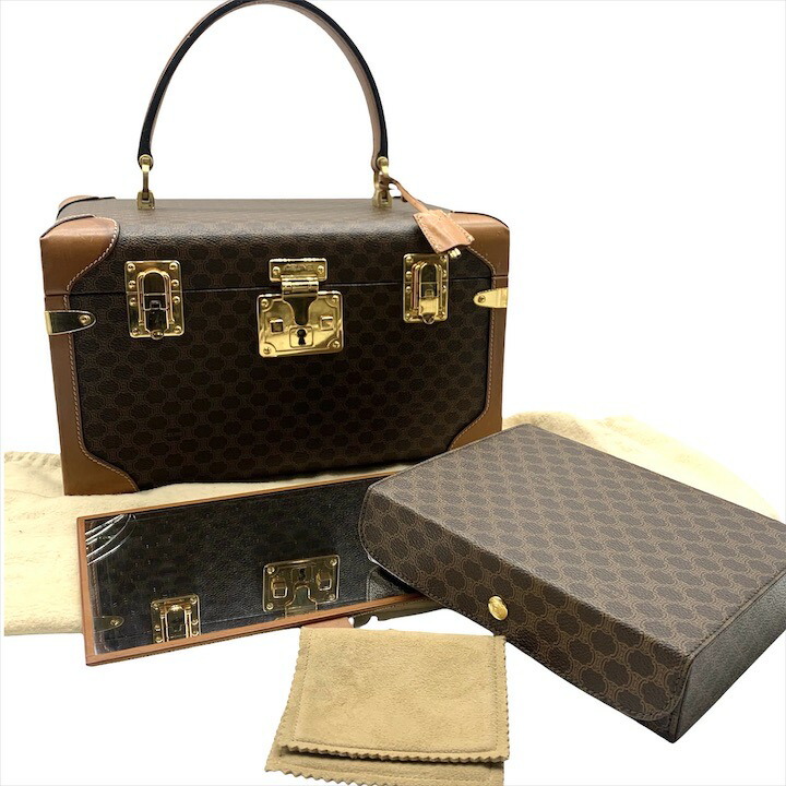 【中古】良品 CELINE セリーヌ マカダム トリオンフ ハンド バッグ コスメボックス トランクケース ブランド 鞄 カバンBAG r330｜BEGINSELL