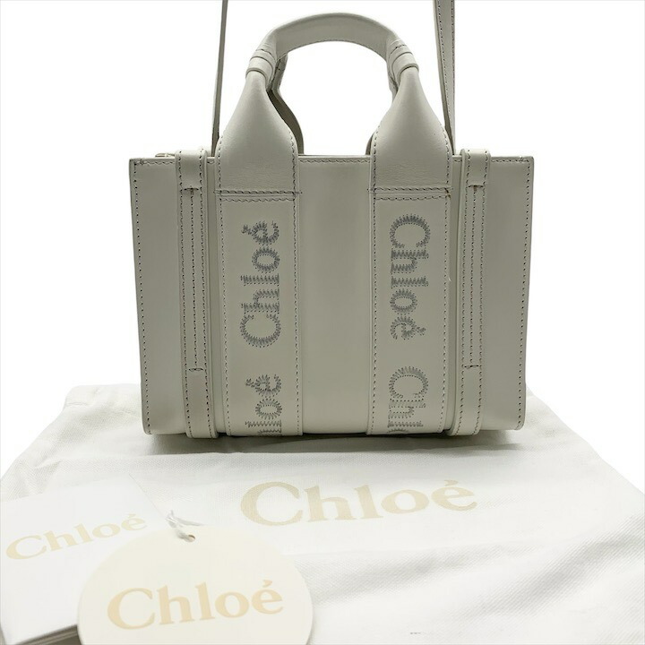 【中古】超美品 Chloe クロエ 2WAY お手て 肩肉 御徒面子 曲がった掛け ウッディ ミニ なめし革 白いこと レディース ブランド名 かばん r333