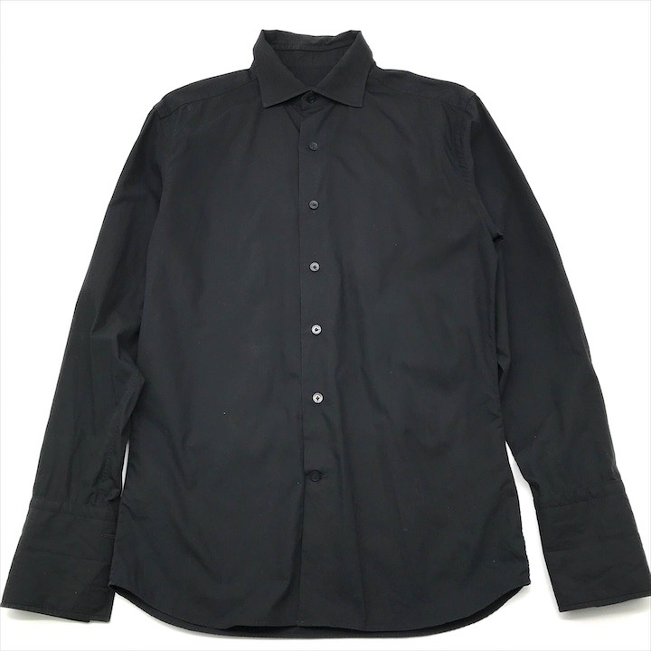 【中古】美品 GIVENCHY ジバンシイ カッターシャツ ブラック コットン100％ メンズ サイズ39 ブランド ファッション トップス m15198