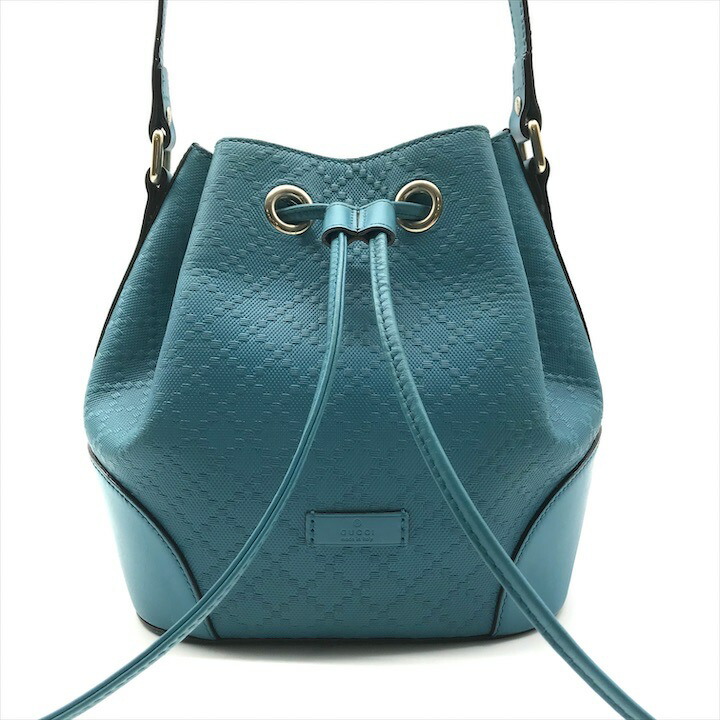 値下げしました。GUCCIディアマンテッシマ　ブルーグリーン巾着型バッグ 値下げしました。GUCCIディアマンテッシマ ブルーグリーン巾着型バッグ