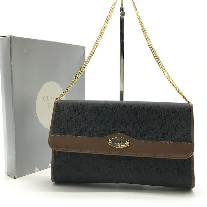 【中古】美品 Christian Dior クリスチャンディオール チェーン店 肩部 御徒面子 クラッチペダル 御徒面子 ヴィンテージ PVC なめし革 レディース 黒いこと a10758
