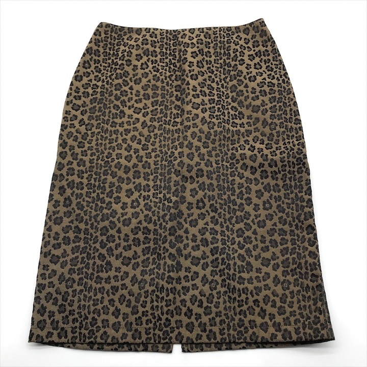 【中古】美品 FENDI フェンディ レオパード柄 レディース タイト ミドル丈 スカート アパレル ファッション 28インチ ブラウン h793｜BEGINSELL