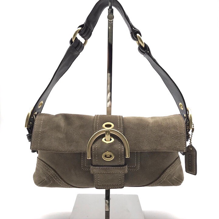【中古】良品 COACH コーチ ワンショルダー バッグ 肩掛け スエード レザー ブラウン レディース ブランド 鞄 かばん r555|BEGINSELL