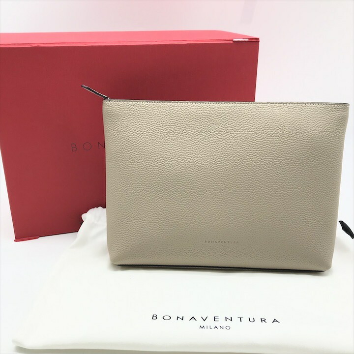 【中古】未当て嵌める品 BONAVENTURA ボナベンチュラ クラッチペダル 二番目 御徒面子 なめし革 グレージュ レディース ブランド名 鞄 かばん k7230