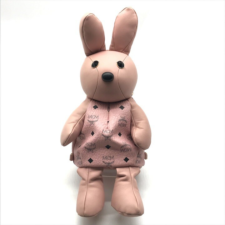 【中古】美品 MCM エムシーエム モノグラム なめし革 家兎 家兎 背嚢 レディース 流行り物 御徒面子 服飾雑貨 鞄 かばん さくら色 r719