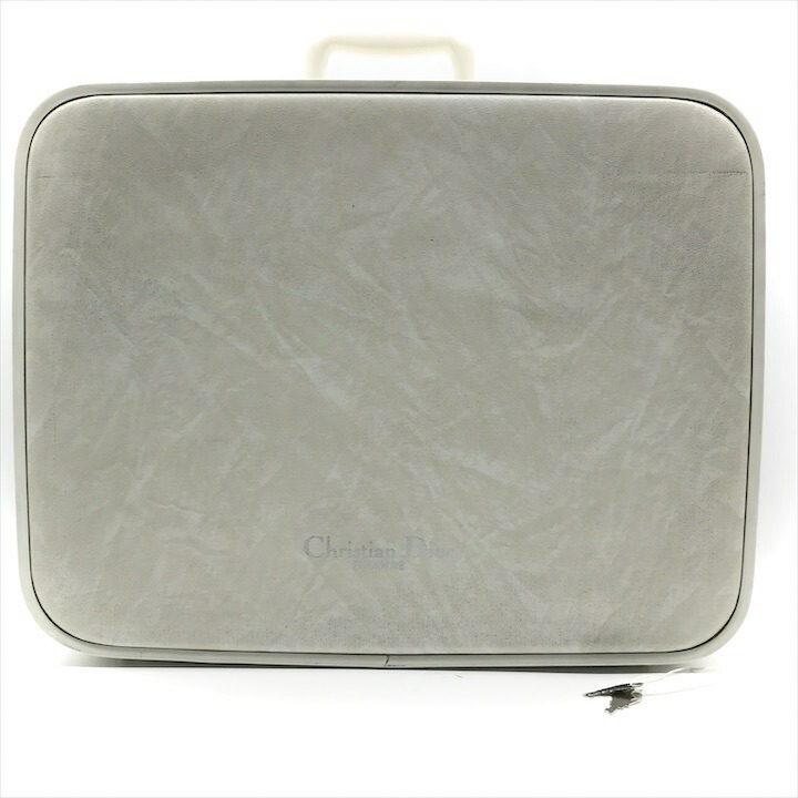 【中古】良品 Christian Dior ディオール トランク アタッシュ ケース トラベル バッグ ヴィンテージ ホワイト 旅行鞄 レディース r805