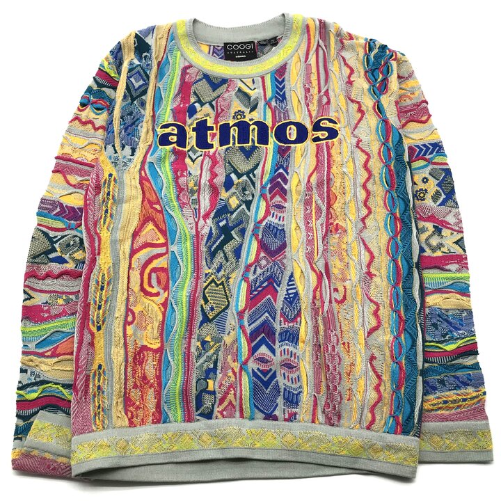 【中古】超美品 COOGI × atomos クージ × アトモス 共同研究 編み物 マルチ色つや L大きさ 長袖 御召しもの 流行り物 メンズ h819