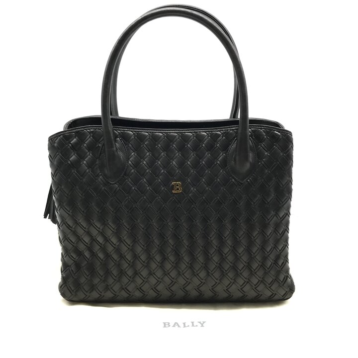【中古】良品 BALLY バリー なめし革 フリンジ 編み込み いの一番手持ち部分 御手手 御徒面子 黒いこと ブランド名 鞄 BAG k7573