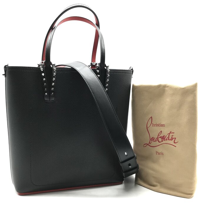 【中古】美品 Christian Louboutin クリスチャン ルブタン スタッズ カバタ 肩部 トート 御徒面子 鞄 BAG 黒いこと k7662