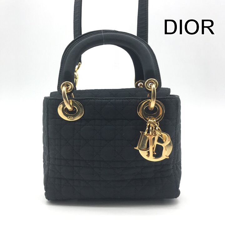 【中古】美品 Christian Dior クリスチャンディオール カナージュ ナイロン 帆布 お手て 肩肉 2way 御徒面子 レディース 流行り物 黒いこと r1180