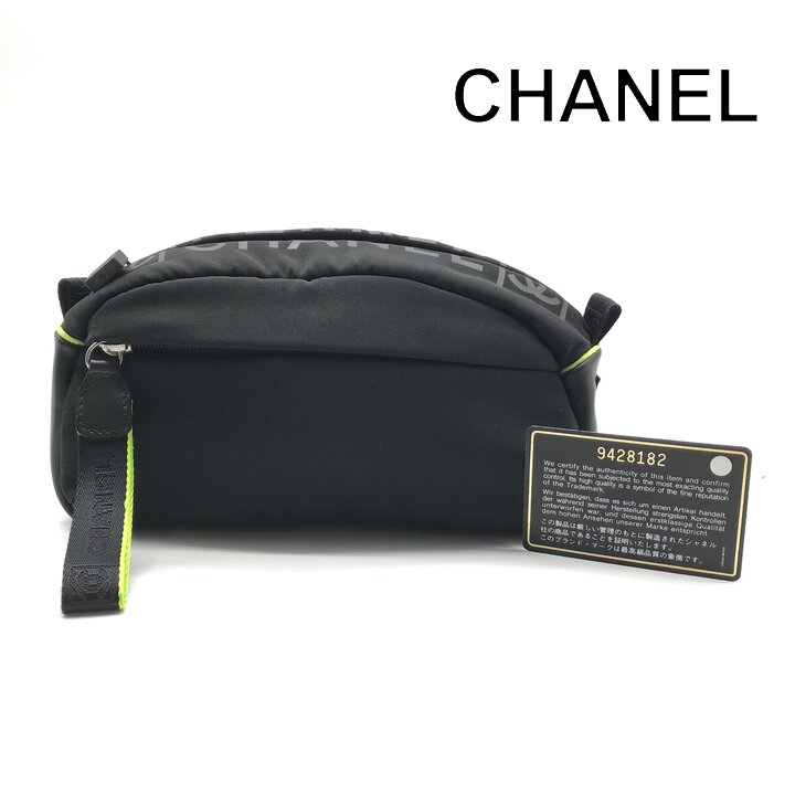 【中古】美品 CHANEL シャネル 運動競技伝達ルート ナイロン ミニ 合切袋 クラッチペダル 御徒面子 レディース 流行り物小物 黒いこと a12563