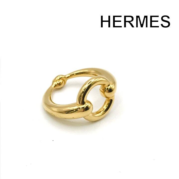 【中古】超美品 HERMES エルメス えり巻き輪っか メンズ レディース ユニ一発やる 添え物 流行り物 小物 ゴールド k7371