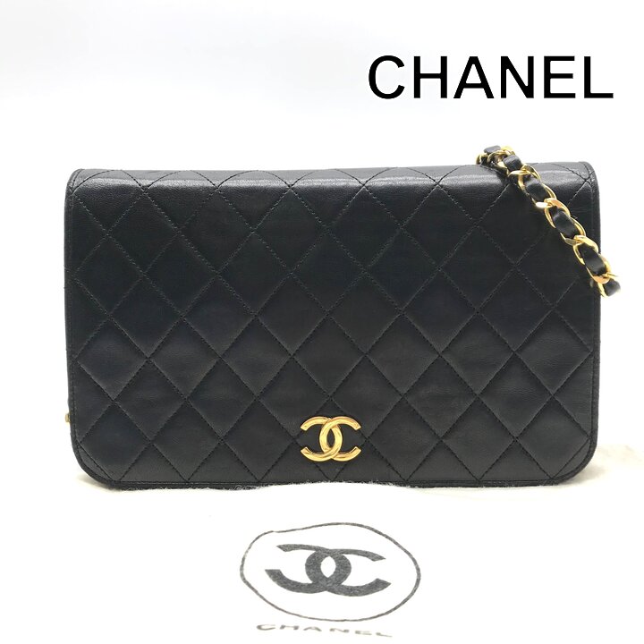 【中古】良品 CHANEL シャネル ココマーク マトラッセ ラムスキン チェーン ショルダー バッグ ブラック プッシュロック レディース 鞄 k7646