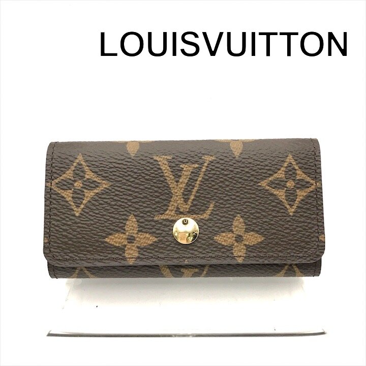 【中古】超美品 LOUISE VITON ルイヴィトン モノグラム ミュルティクレ4 3連 手当たり容れもの ブランド名 小物 PVC 赤銅色 メンズ レディース k7767